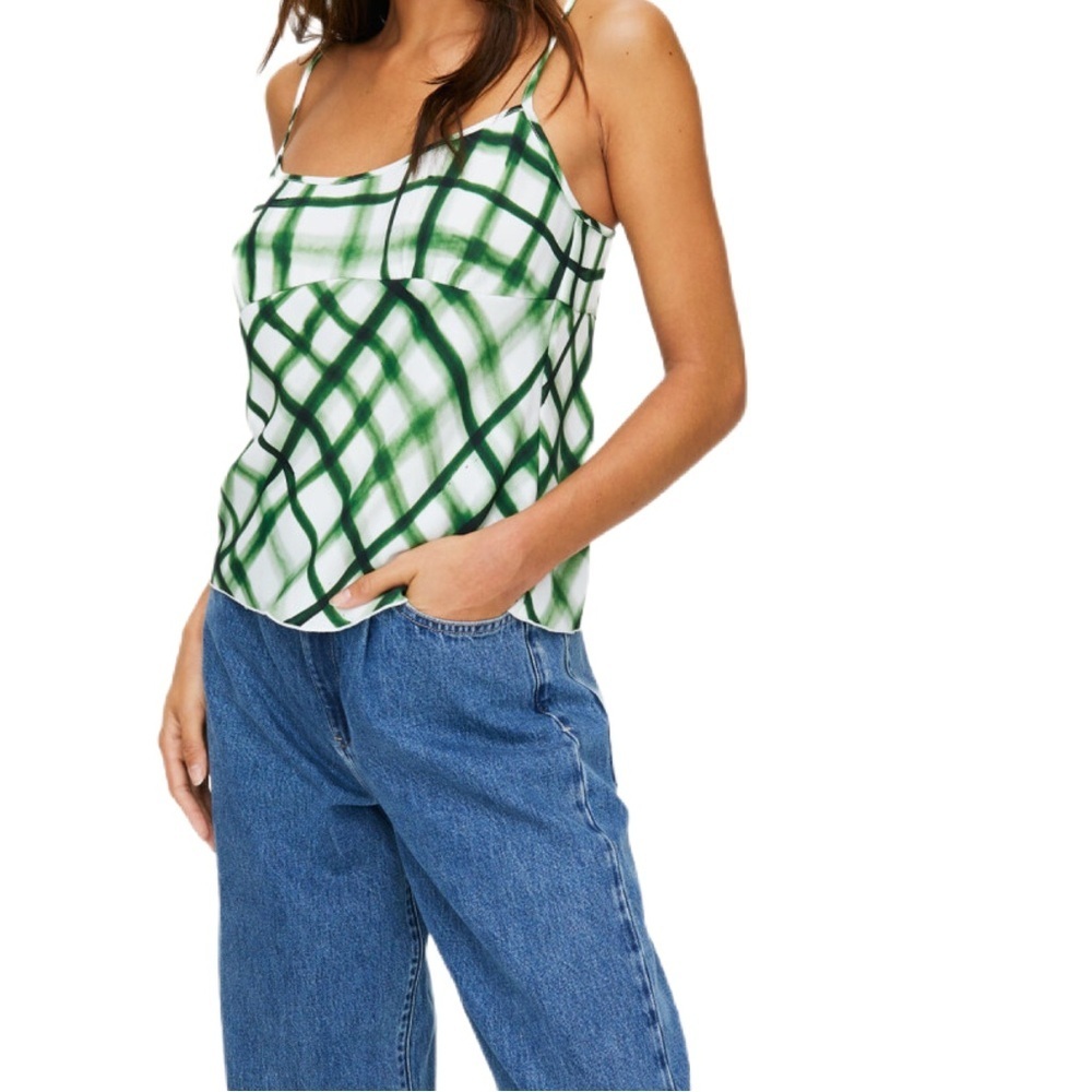 Wilfred green and white gingham Plaid camisole top in size XXS.